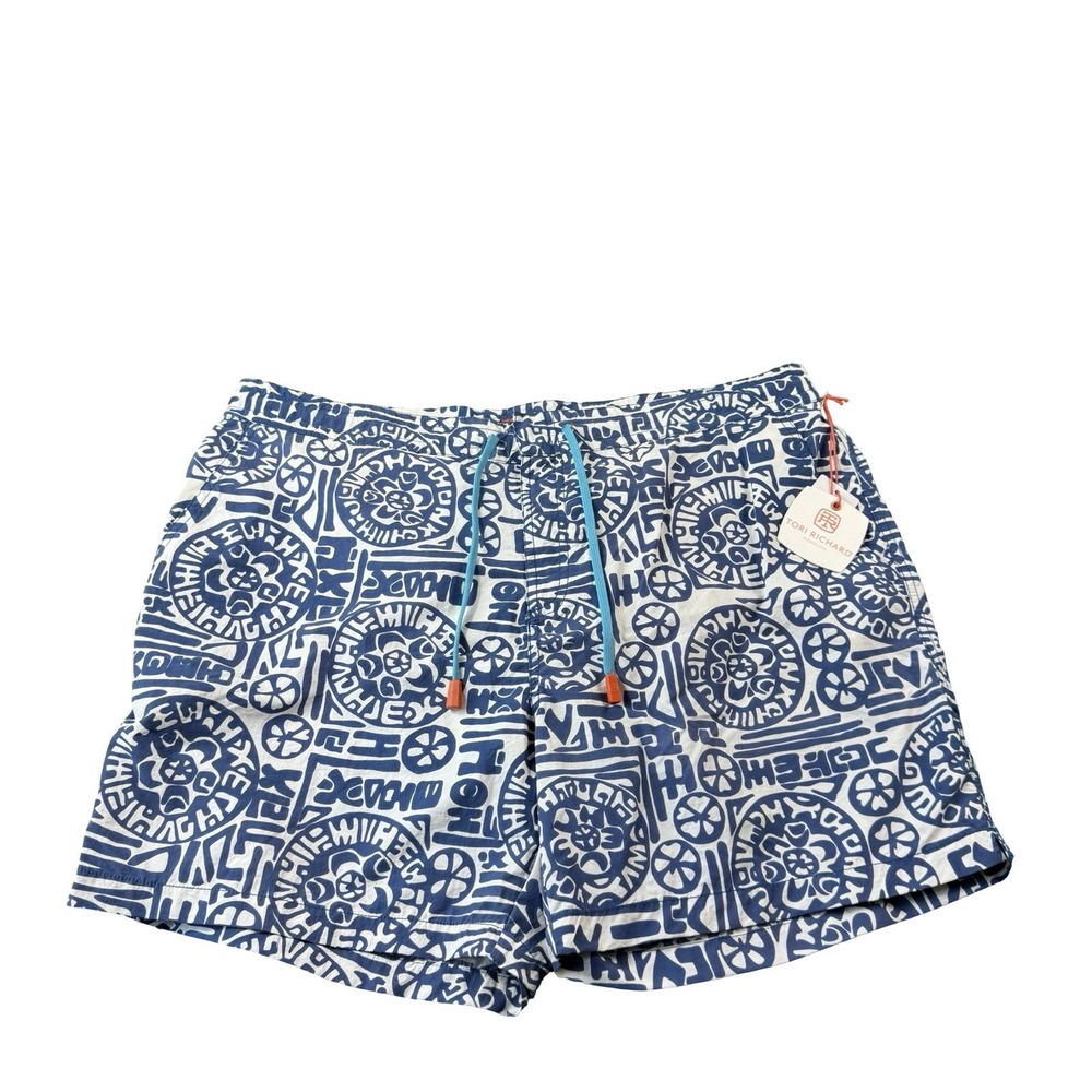 Tori Richard Sun God-Short Mens Navy Hawaiian Swim Trunks 1793-7307 Size 40